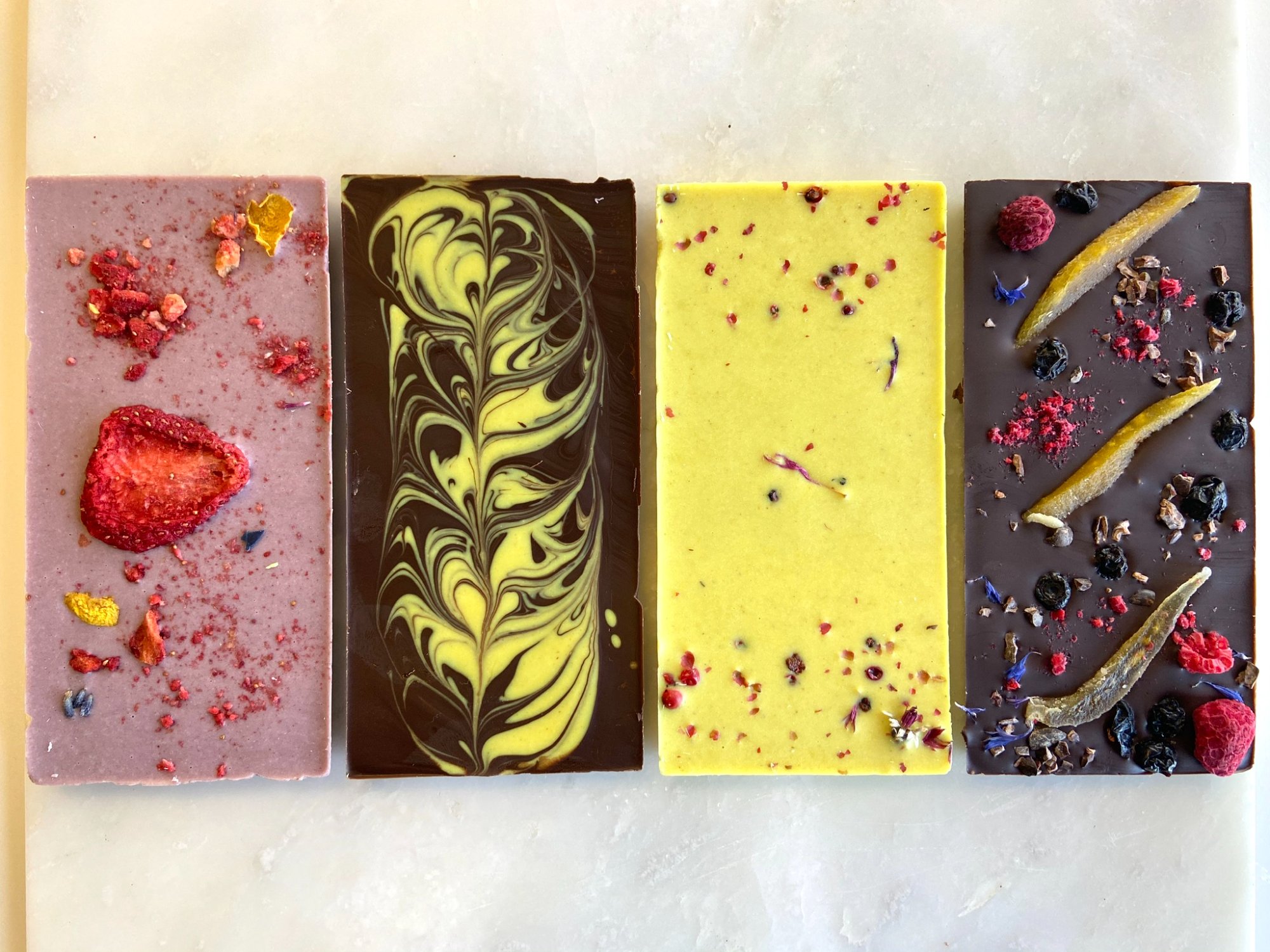 Botanical chocolate bars lineup